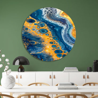 Kleurrijk abstract schilderij met patronen aluminium muurcirkel