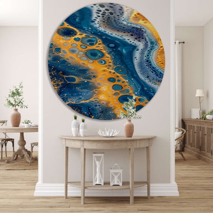 Kleurrijk abstract schilderij met patronen aluminium muurcirkel