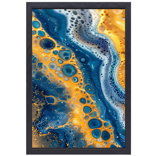 Kleurrijk abstract schilderij met patronen canvas met baklijst