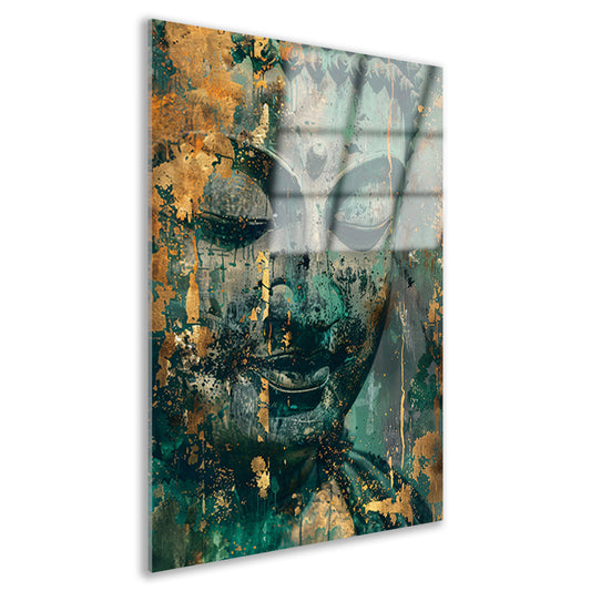 Mysterieuze Boeddha in rustieke kleuren acrylglas