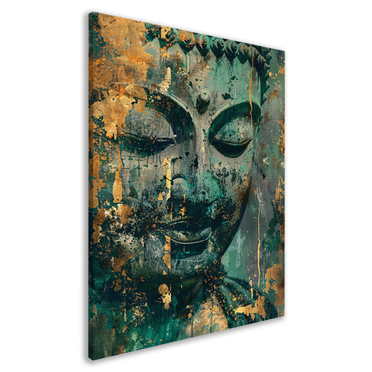 Mysterieuze Boeddha in rustieke kleuren canvas