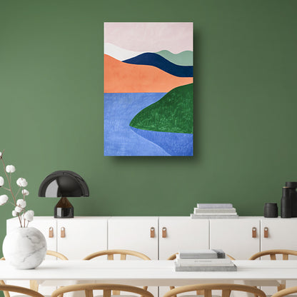 Minimalistisch landschap met serene kleuren canvas