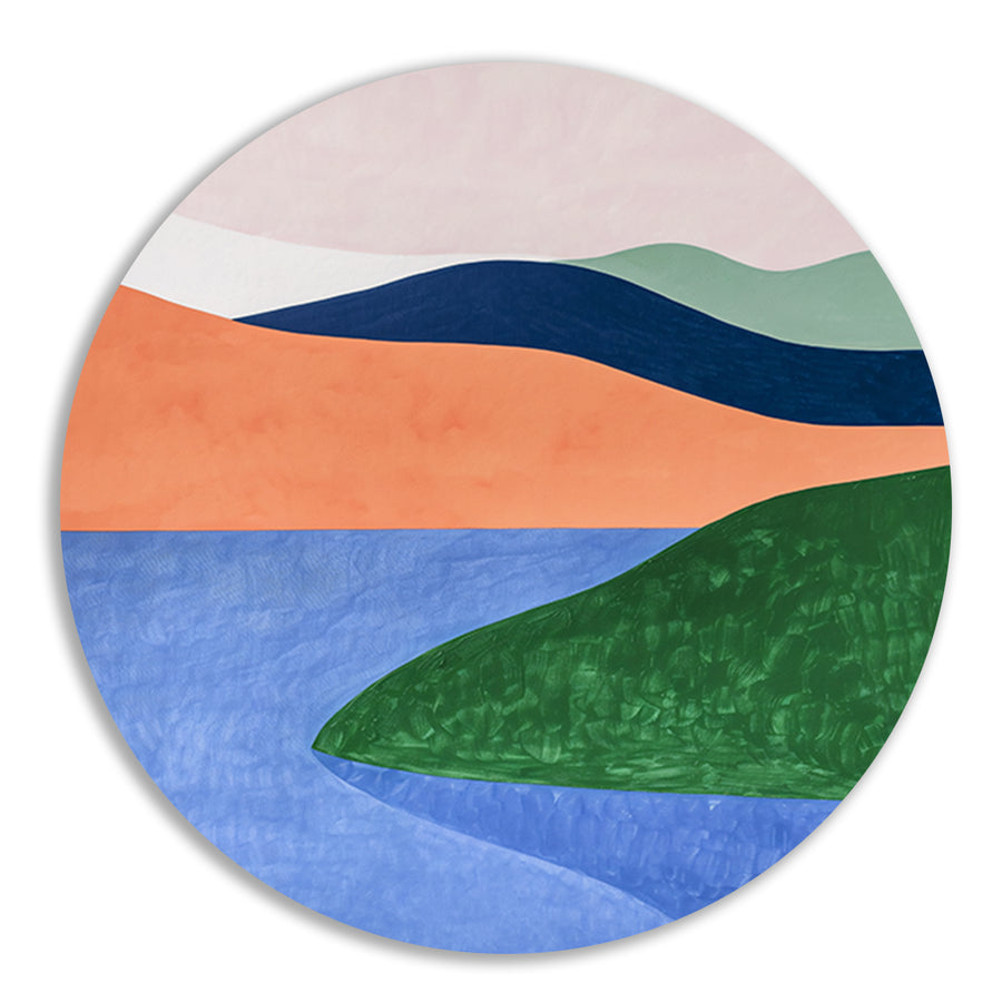 Minimalistisch landschap met serene kleuren forex muurcirkel