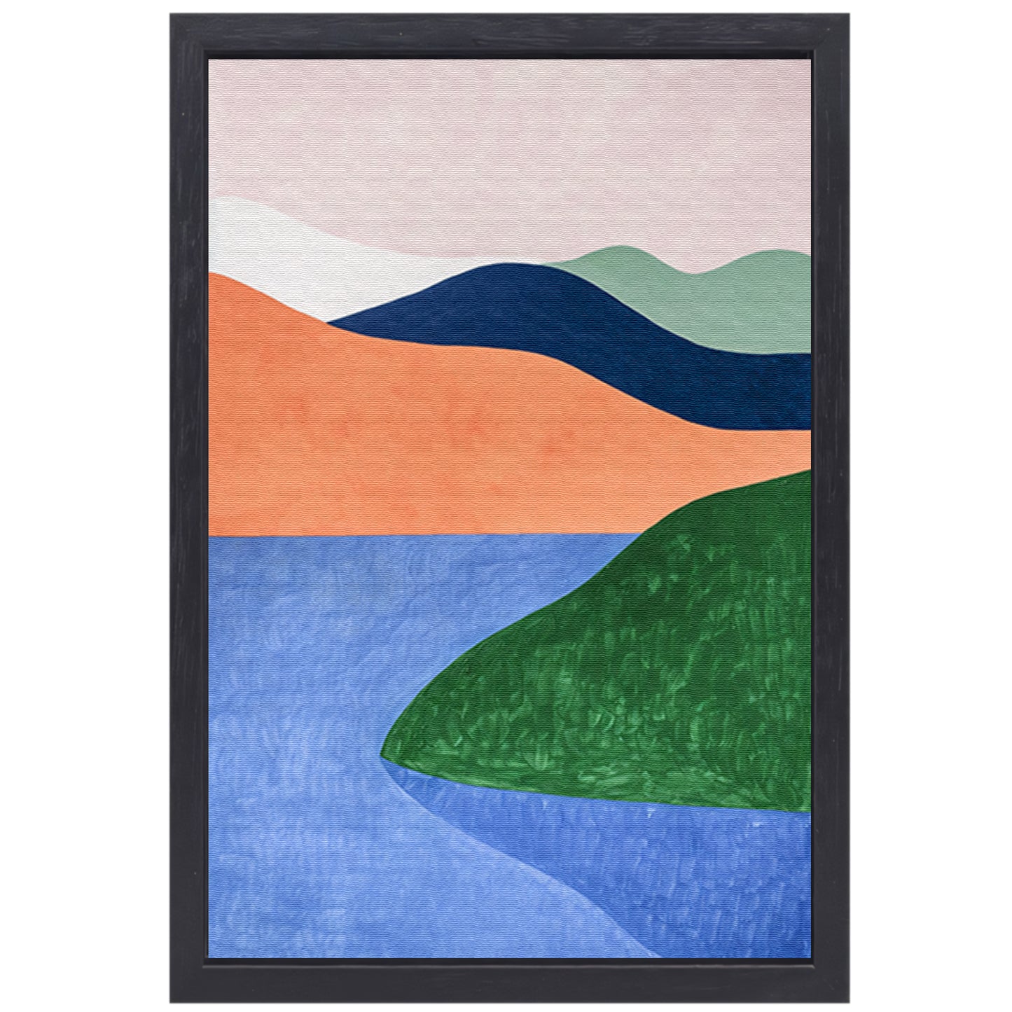 Minimalistisch landschap met serene kleuren canvas met baklijst