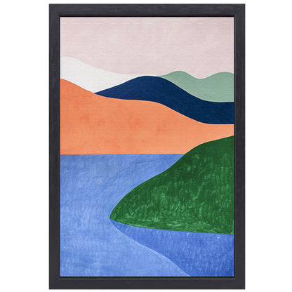 Minimalistisch landschap met serene kleuren canvas met baklijst