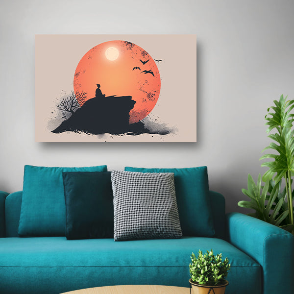 Nachtlandschap met sterrenhemel, Van Gogh canvas met baklijst