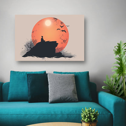 Nachtlandschap met sterrenhemel, Van Gogh canvas met baklijst