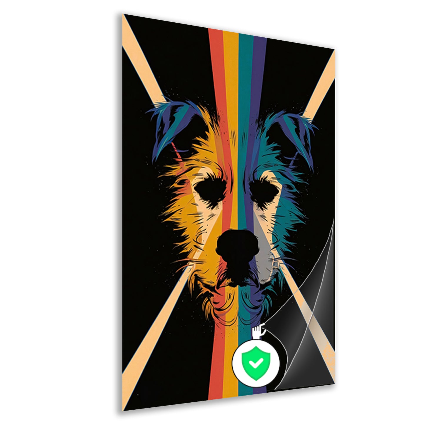 Kleurrijke en abstracte hond in kunstwerk poster