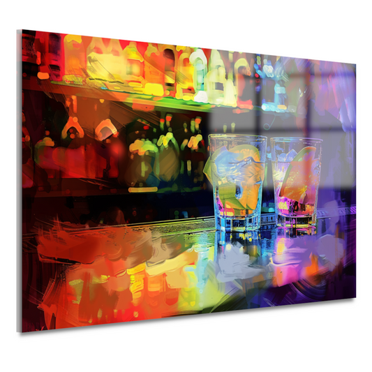 Twee Glazen op Bar acrylglas
