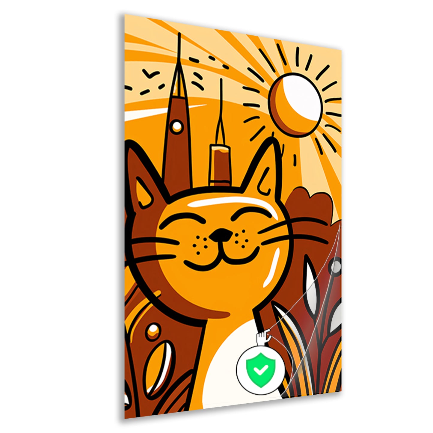 Vrolijk minimalistisch schilderij van een kat poster