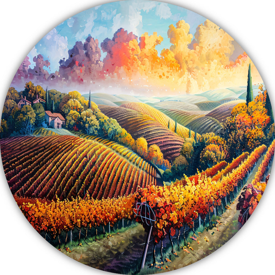 Herfstlandschap met Wijngaard forex muurcirkel