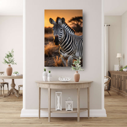 Zebra bij een prachtige zonsondergang acrylglas