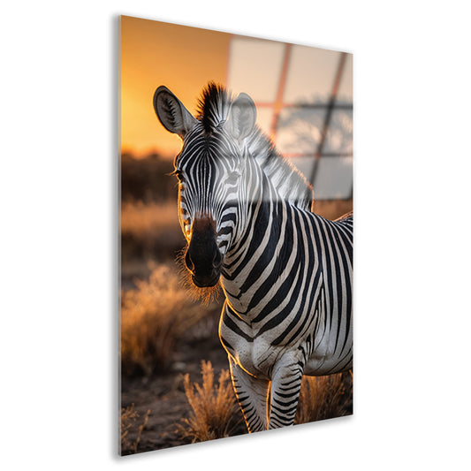 Zebra bij een prachtige zonsondergang acrylglas
