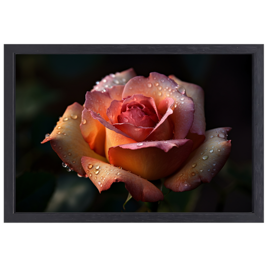 Rozen in ochtenddauw close-up canvas met baklijst