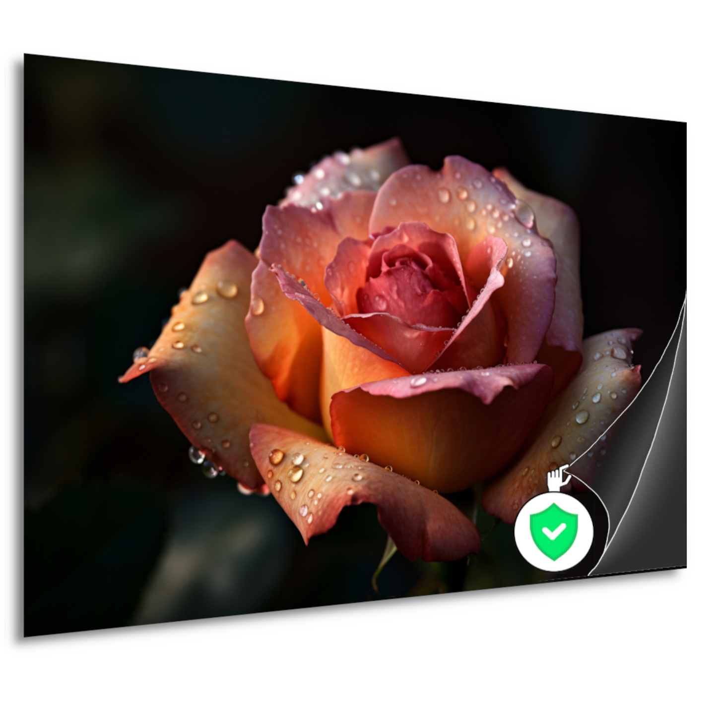 Rozen in ochtenddauw close-up poster