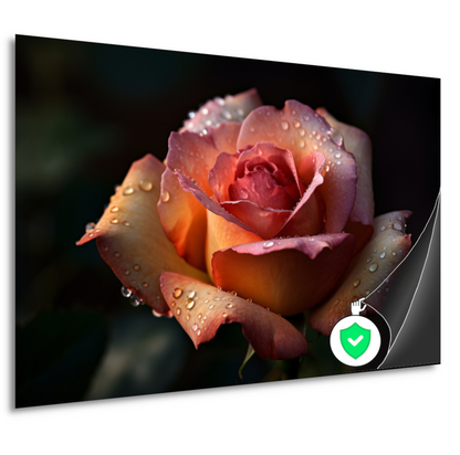 Rozen in ochtenddauw close-up poster