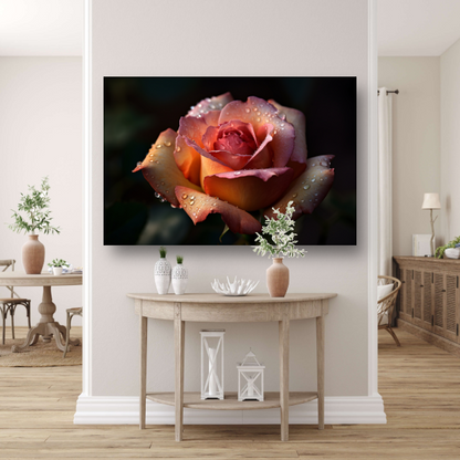 Rozen in ochtenddauw close-up canvas met baklijst