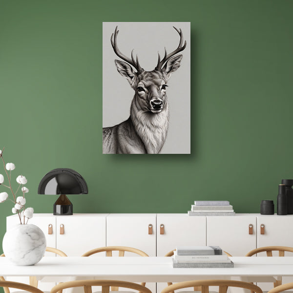 Zwart-Wit Hert met Imposant Gewei canvas