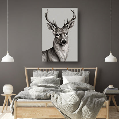 Zwart-Wit Hert met Imposant Gewei canvas