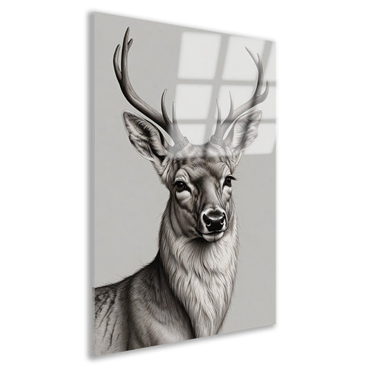 Zwart-Wit Hert met Imposant Gewei acrylglas
