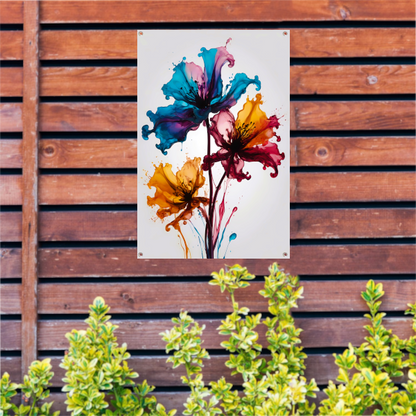 Kleurrijke Abstracte Vloeibare Bloemenexplosie tuinposter