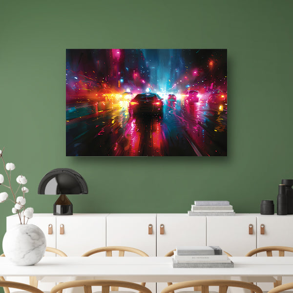 Dynamische Neonverlichte Stadsnacht acrylglas