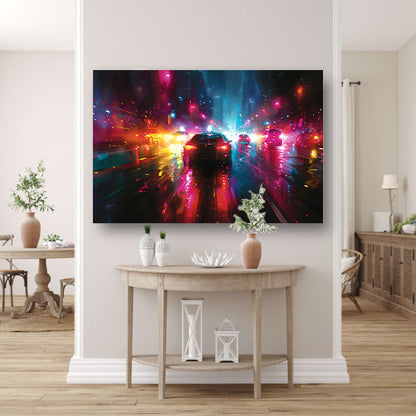 Dynamische Neonverlichte Stadsnacht acrylglas