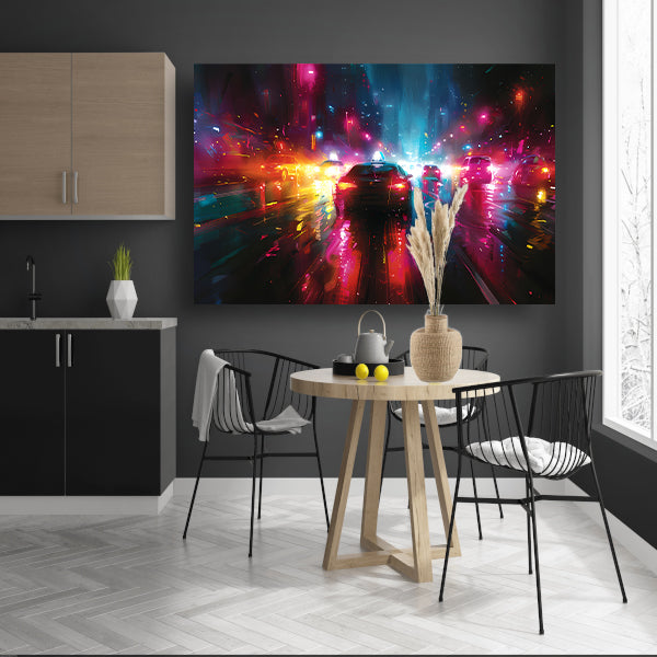 Dynamische Neonverlichte Stadsnacht acrylglas