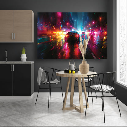 Dynamische Neonverlichte Stadsnacht acrylglas
