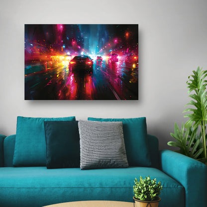 Dynamische Neonverlichte Stadsnacht acrylglas