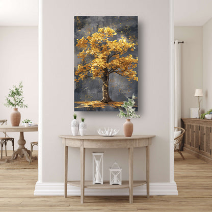 Schilderij van een boom met gouden bladeren canvas