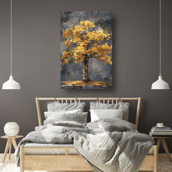 Schilderij van een boom met gouden bladeren canvas