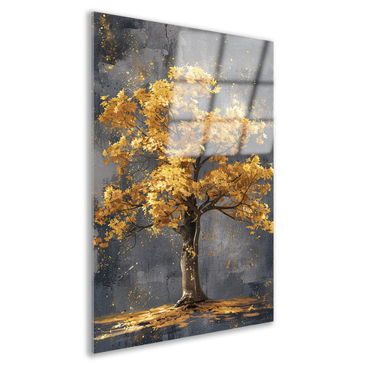 Schilderij van een boom met gouden bladeren acrylglas