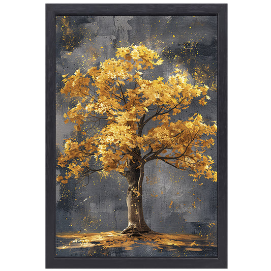 Schilderij van een boom met gouden bladeren canvas met baklijst