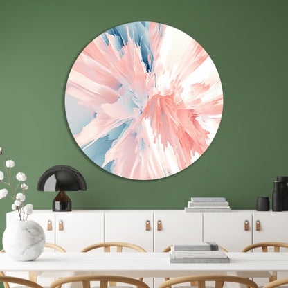 Abstract schilderij met zachte kleuren en dynamiek aluminium muurcirkel