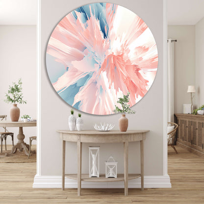 Abstract schilderij met zachte kleuren en dynamiek aluminium muurcirkel