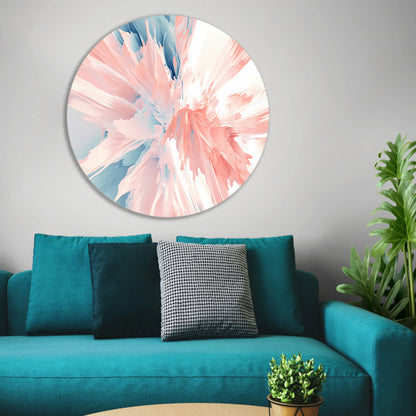 Abstract schilderij met zachte kleuren en dynamiek aluminium muurcirkel