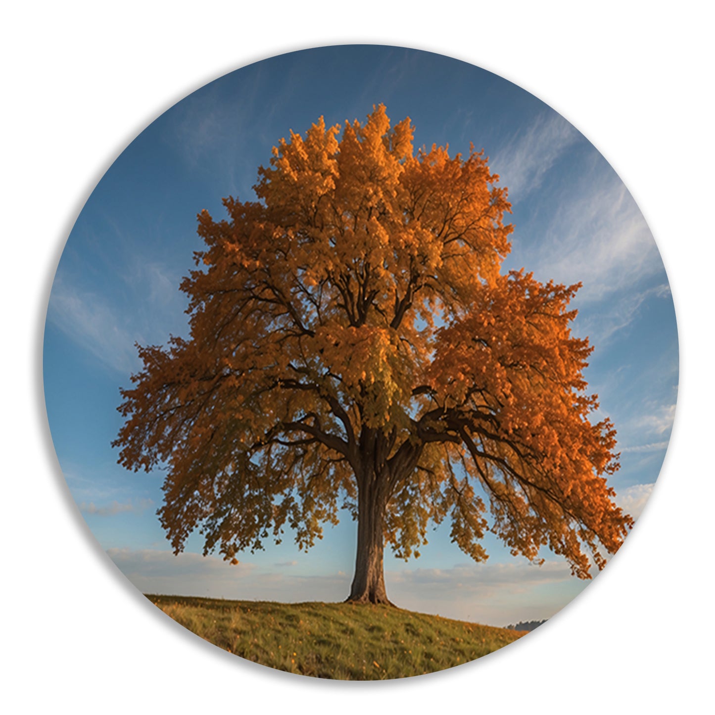 Majestueuze herfstboom in een weids landschap forex muurcirkel