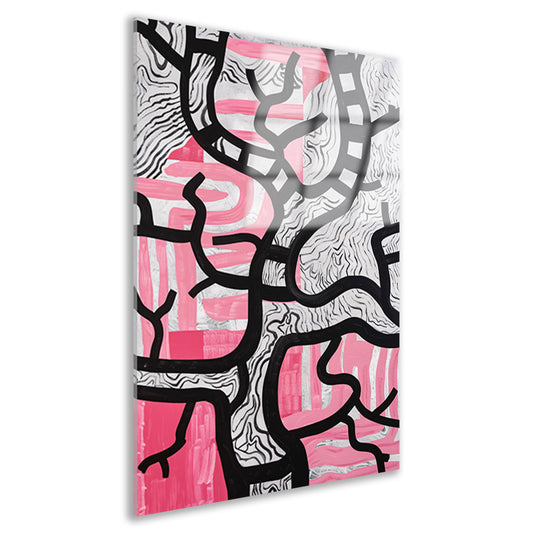 Abstracte boom met roze en zwart acrylglas