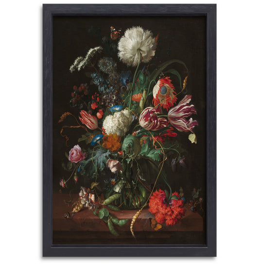 Vaas met bloemen - Jan Davidsz. de Heem canvas met baklijst
