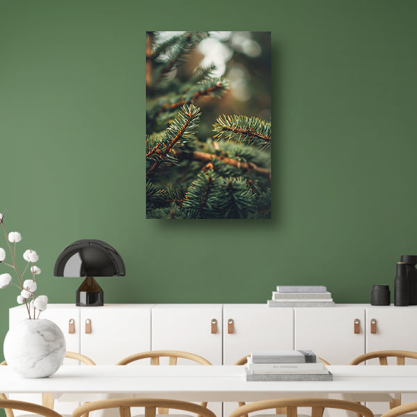 Close-up van Groene Dennennaalden met Bokeh poster