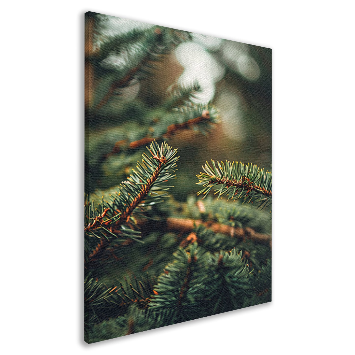 Close-up van Groene Dennennaalden met Bokeh canvas