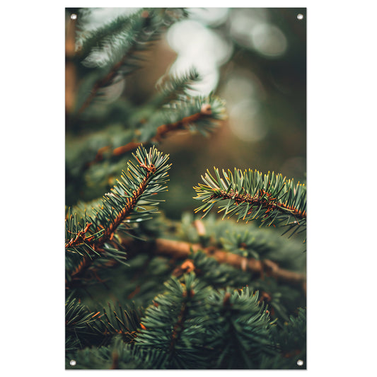 Close-up van Groene Dennennaalden met Bokeh tuinposter