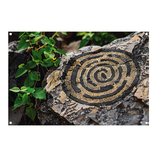 Minimalistische cirkel op steen tuinposter