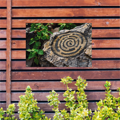 Minimalistische cirkel op steen tuinposter