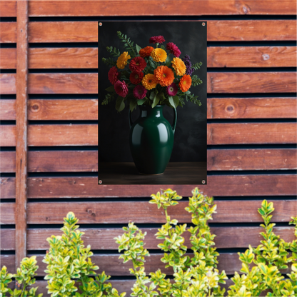 Levendig Bloemenboeket in Elegante Groene Vaas tuinposter
