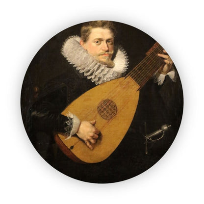 Luitspeler - Peter Paul Rubens aluminium muurcirkel