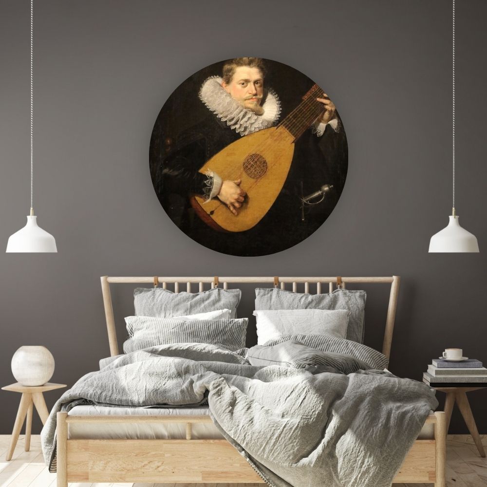 Luitspeler - Peter Paul Rubens aluminium muurcirkel