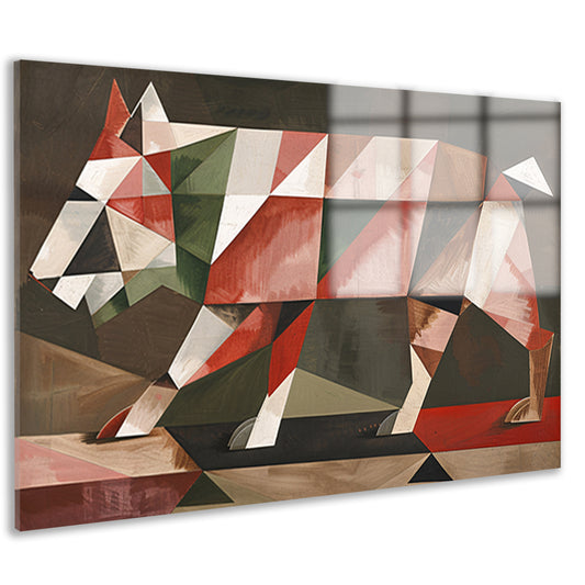 Geometrische Abstracte Wolf in Vlakken   acrylglas