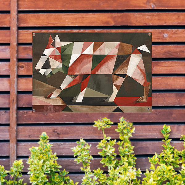 Geometrische Abstracte Wolf in Vlakken   tuinposter